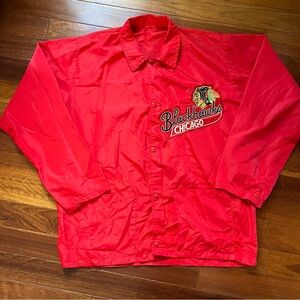 Vintage 70s Chicago Blackhawks Windbreaker Coach Team Jacket XL Hockey NHL